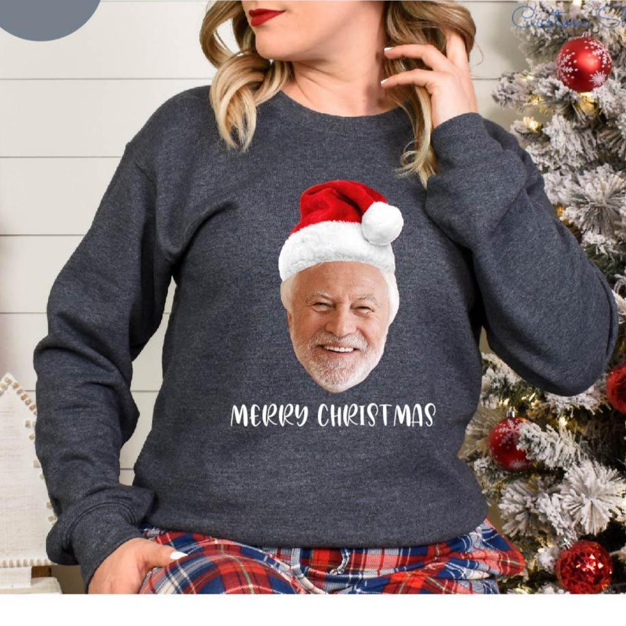 Custom Face Christmas Sweatshirt, Personalized Santa Hat Sweatshirt