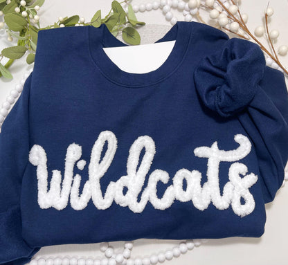 Personalized Embroidered Sports Team Sweatshirt, High School Teams, Eagles, Colts spirit, custom name Chenille Patch,Cheer mom