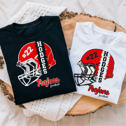 Personalized Football T-Shirt/Custom Football Helmet Frame Shirts/Football Dad Football Mom T Shirt