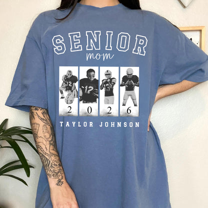 Custom senior football mama shirt, custom photo mom tee, senior night mom shirt
