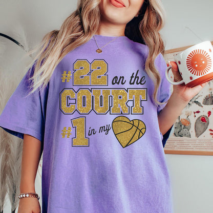 Glitter Football T-Shirt with Player Number, Custom Football Shirts for Mom, Football Girlfriend T-Shirt