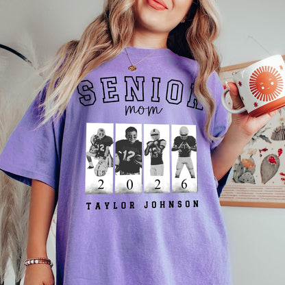Custom senior football mama shirt, custom photo mom tee, senior night mom shirt