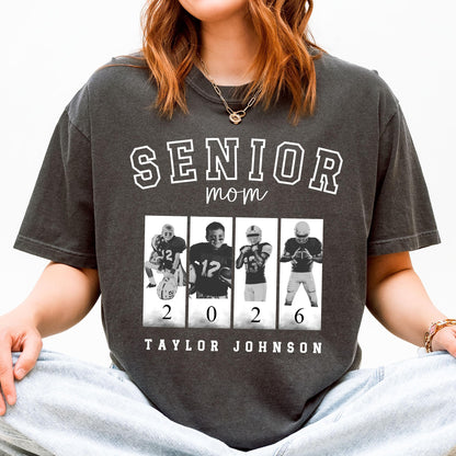 Custom senior football mama shirt, custom photo mom tee, senior night mom shirt