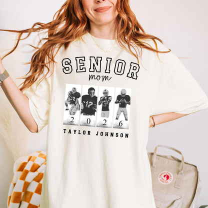 Custom senior football mama shirt, custom photo mom tee, senior night mom shirt