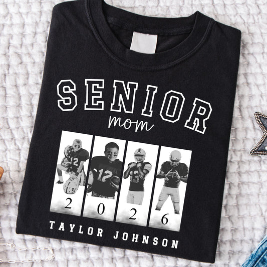 Custom senior football mama shirt, custom photo mom tee, senior night mom shirt