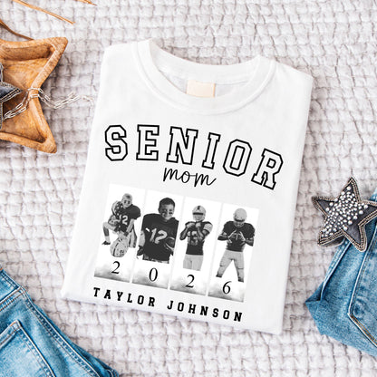 Custom senior football mama shirt, custom photo mom tee, senior night mom shirt