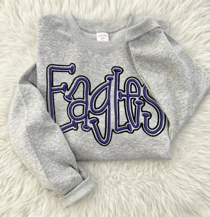 Custom College Team Cropped Double 3D Puff School Mascot Embroidered Sweatshirt