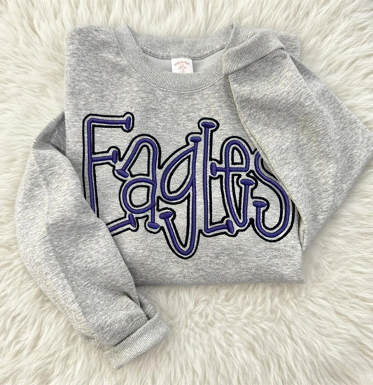 Custom College Team Cropped Double 3D Puff School Mascot Embroidered Sweatshirt