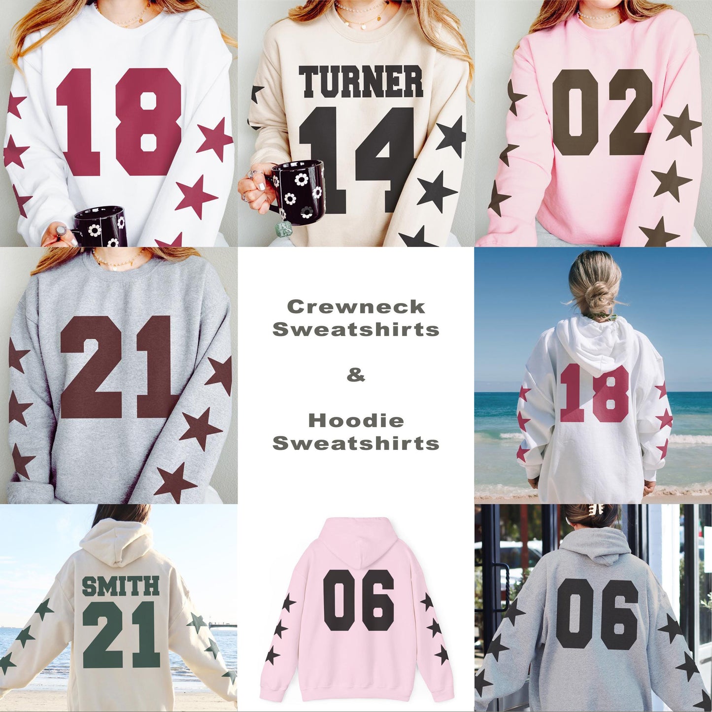 Custom Sports Number Sweatshirt, Personalized Player Shirts, Sports Mom Fan Gear