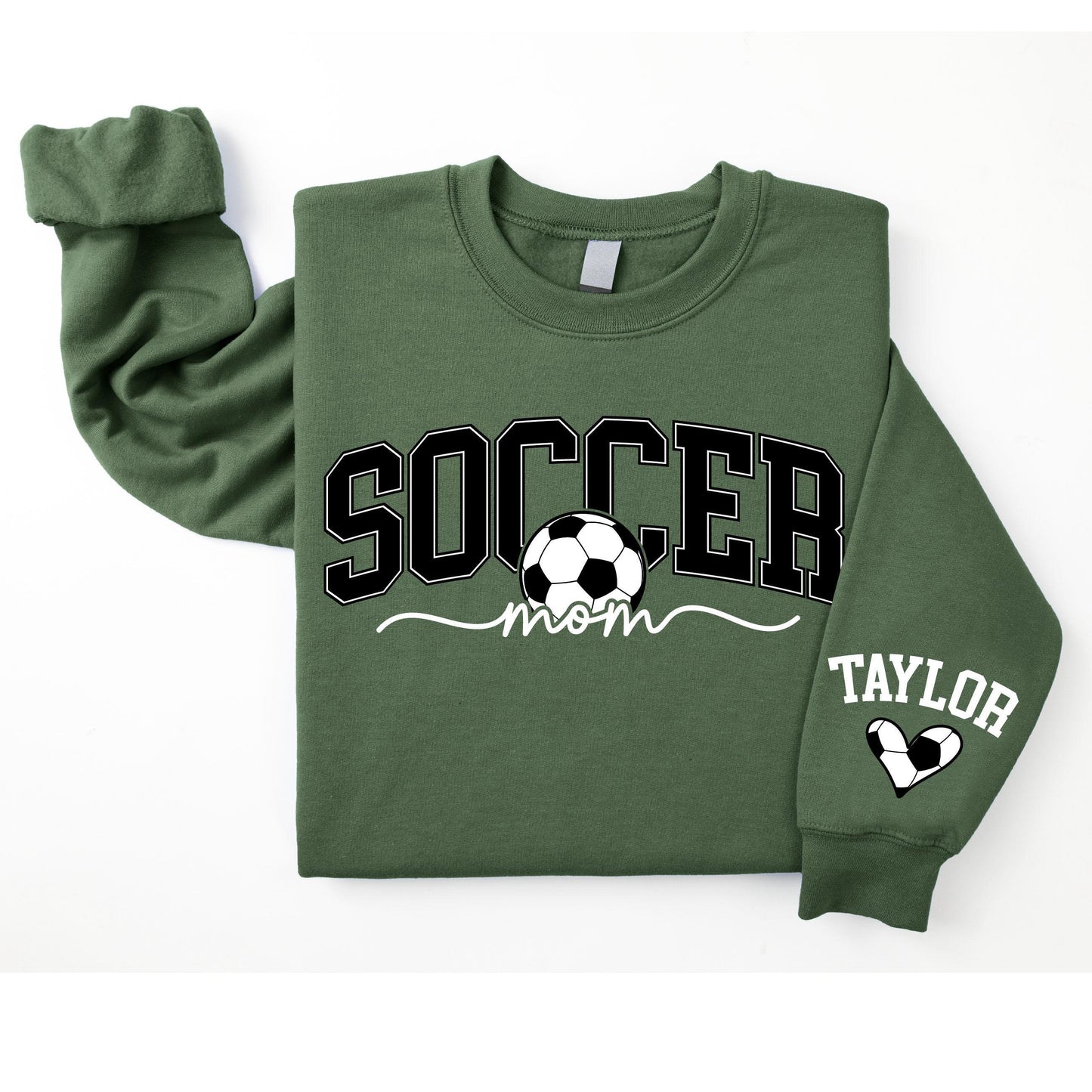 Personalize Soccer Mom Kids Name On Sleeve Print Sweatshirt