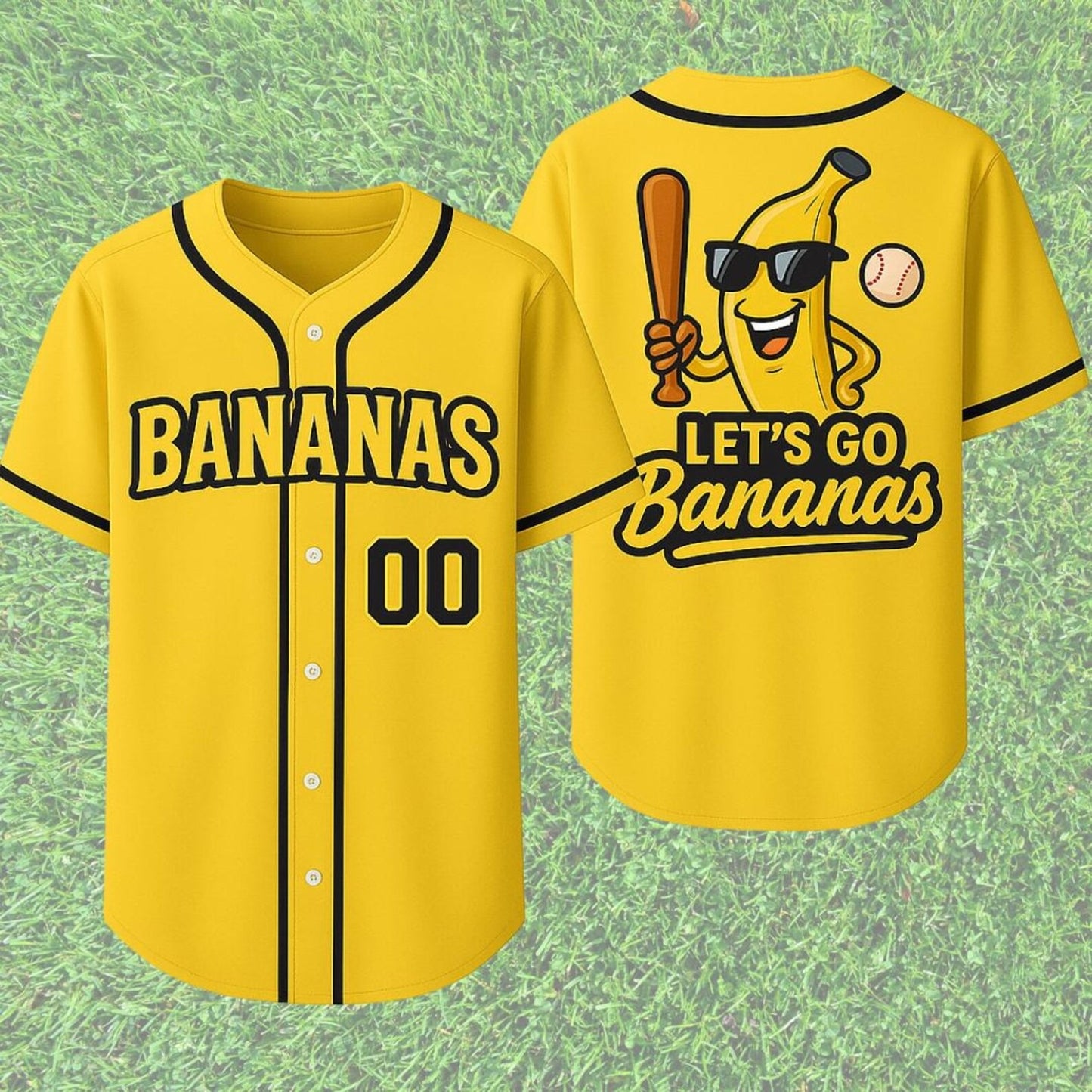 Funny Banana Baseball Jersey, Let's Go Bananas Shirt for Baseball Fans