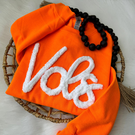 Personalized Embroidered Sports Team Sweatshirt, High School Teams, Eagles, Colts spirit, custom name Chenille Patch,Cheer mom