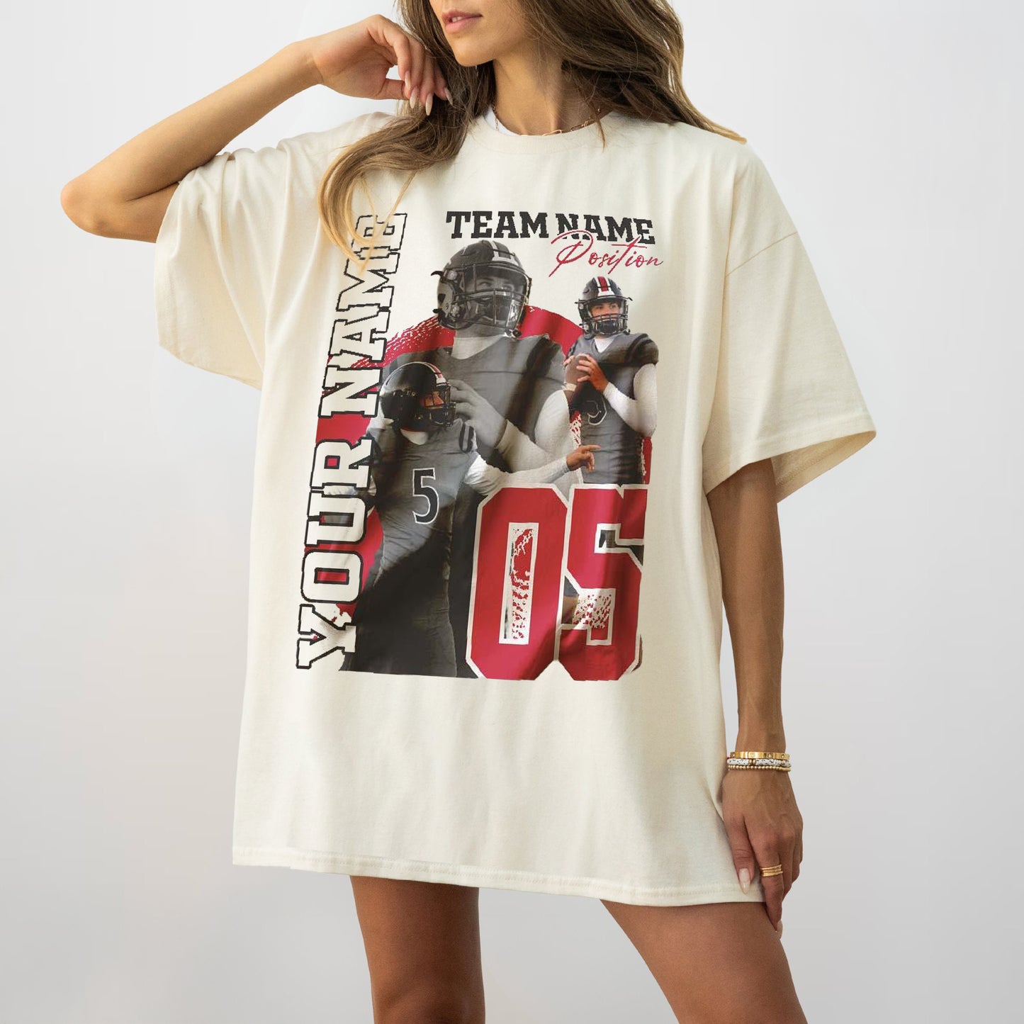 Customized American Football Photos Collage Shirt, Personalized Football Shirt With Name & Number