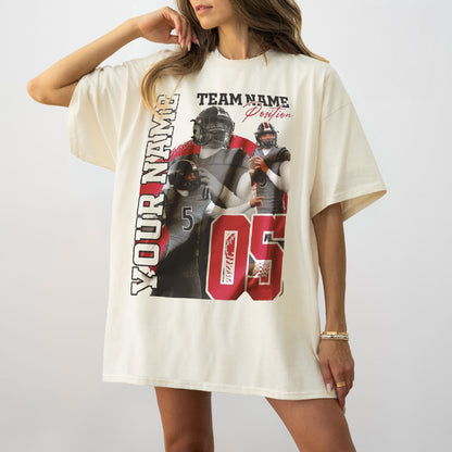 Customized American Football Photos Collage Shirt, Personalized Football Shirt With Name & Number