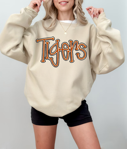 Custom College Team Cropped Double 3D Puff School Mascot Embroidered Sweatshirt