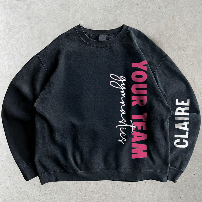 Personalized FamilySport Sweatshirt,Custom Gymnastics Hoodie, Glitter Gymnastics Mom Shirt