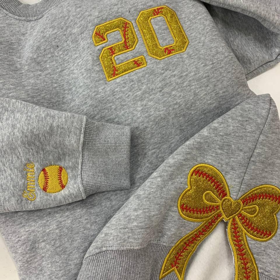 Personalized Bundle Sport Side Bow Applique Side Bow Machine Embroidery Sweatshirt