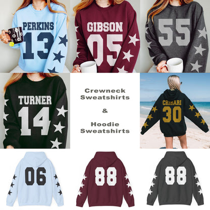 Custom Sports Number Sweatshirt, Personalized Player Shirts, Sports Mom Fan Gear