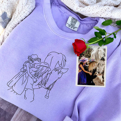 Personalized Embroidered Outline Photo Sweatshirt