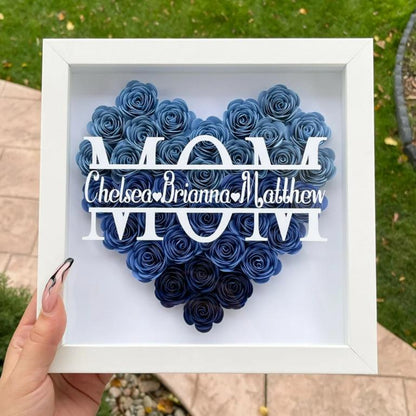 Mom Heart Shaped Monogram Flower Shadow Box Gift